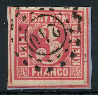 BAYERN MÜHLRADSTEMPEL AUF Nr 9 oMR 240 zentrisch gestempelt 7196B2