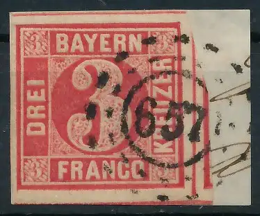 BAYERN MÜHLRADSTEMPEL AUF Nr 9 oMR 657 zentrisch gestempelt 719936