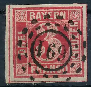 BAYERN MÜHLRADSTEMPEL AUF Nr 9 oMR 691 zentrisch gestempelt 719946