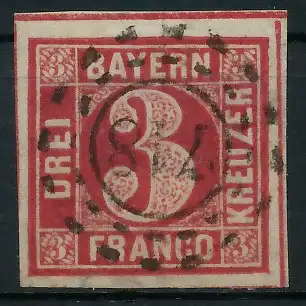 BAYERN MÜHLRADSTEMPEL AUF Nr 9 oMR 718 zentrisch gestempelt 71989E