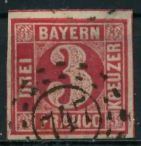 BAYERN MÜHLRADSTEMPEL AUF Nr 9 oMR 747 zentrisch gestempelt 71990A