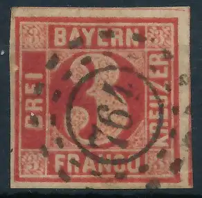 BAYERN MÜHLRADSTEMPEL AUF Nr 9 oMR 764 zentrisch gestempelt 719906