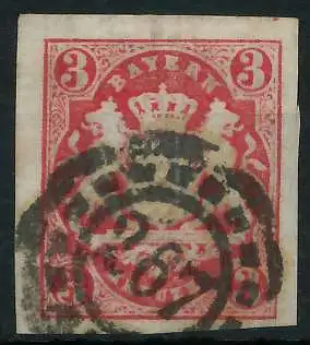 BAYERN MÜHLRADSTEMPEL AUF Nr 15 oMR 267 zentrisch gestempelt 719B0A