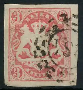 BAYERN MÜHLRADSTEMPEL AUF Nr 15 oMR 284 zentrisch gestempelt 719B12