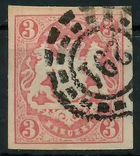 BAYERN MÜHLRADSTEMPEL AUF Nr 15 oMR 291 zentrisch gestempelt 719B1E