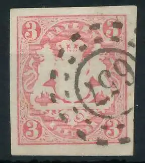 BAYERN MÜHLRADSTEMPEL AUF Nr 15 oMR 657 zentrisch gestempelt 719B36