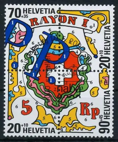 SCHWEIZ ZUSAMMENDRUCK Nr B30Zd5 zentrisch gestempelt VIERERB 72365E