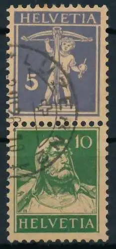 SCHWEIZ ZUSAMMENDRUCK Nr S9 gestempelt SENKR PAAR 72372A