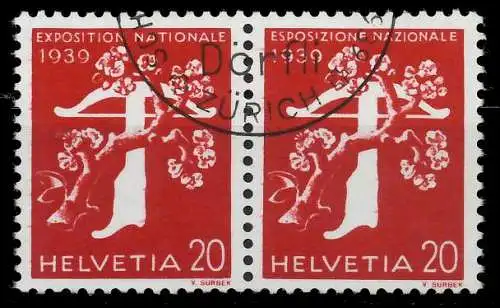 SCHWEIZ ZUSAMMENDRUCK Nr W21 gestempelt WAAGR PAAR 728F56