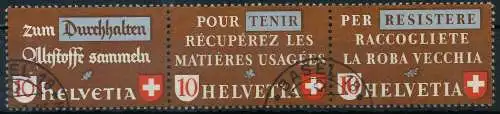 SCHWEIZ ZUSAMMENDRUCK Nr WZd 08 gestempelt 3ER STR 7290A6