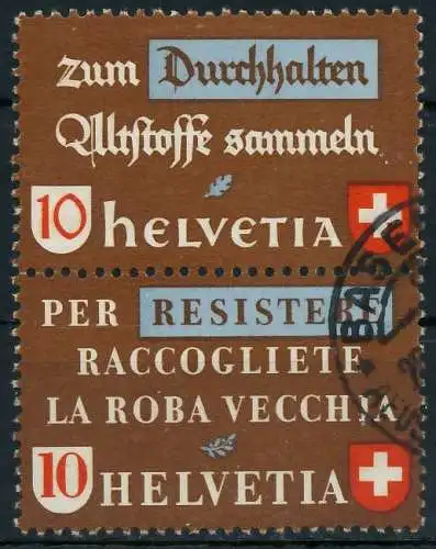 SCHWEIZ ZUSAMMENDRUCK Nr SZd 02 gestempelt SENKR PAAR 7290CA