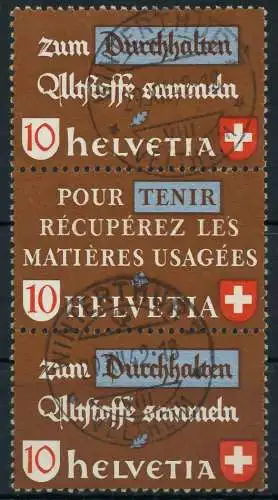 SCHWEIZ ZUSAMMENDRUCK Nr SZd 06 zentrisch gestempelt 3ER STR 7290DA