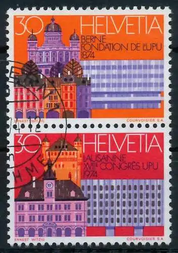 SCHWEIZ ZUSAMMENDRUCK Nr SZd 18 gestempelt SENKR PAAR 72915A