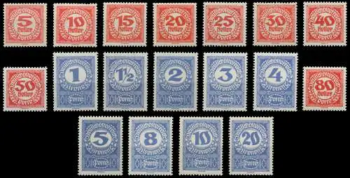 ÖSTERREICH PORTOMARKEN 1920 21 Nr 75x-92x postfrisch 742986