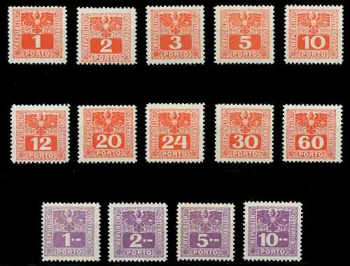 ÖSTERREICH PORTOMARKEN 1945 Nr 175-188 postfrisch 7429BA