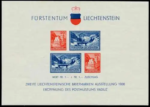 LIECHTENSTEIN BLOCK KLEINBOGEN Block 2 postfrisch 7EF34E