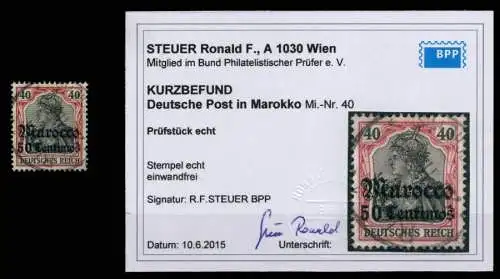 DEUTSCHE AUSLANDSPOSTÄMTER MAROKKO Nr 40 ZENTR- 6C3A42