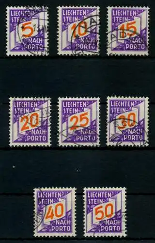 LIECHTENSTEIN PORTOMARKEN 1928 Nr 13-20 gestempelt 6F6E0E