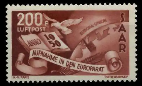 SAARLAND 1950 Nr 298 postfrisch gepr. 792A52