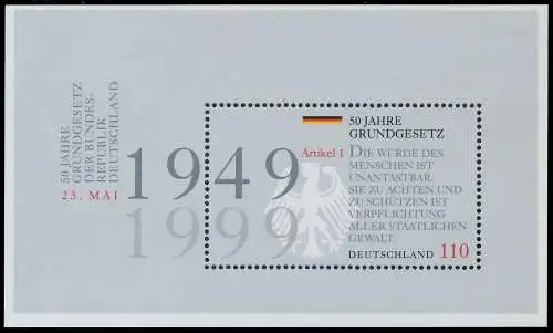 BRD BUND BLOCK KLEINBOGEN 1999 Block 48 postfrisch SBA068E