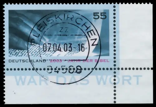 BRD BUND 2003 Nr 2312 zentrisch gestempelt ECKE-URE 3C8D7A