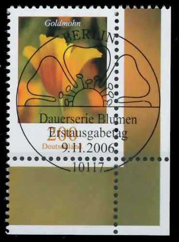 BRD BUND DS BLUMEN Nr 2568 ESST zentrisch gestempelt ECKE-UR A1FD56