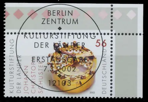 BRD BUND 2002 Nr 2243 ESST zentrisch gestempelt ECKE-ORE A2FBEE