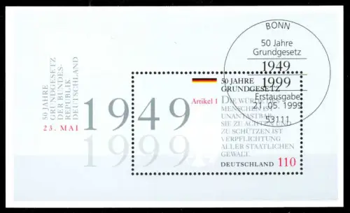 BRD BUND BLOCK KLEINBOGEN 1999 Block 48-ESST-BO SB6A9BE