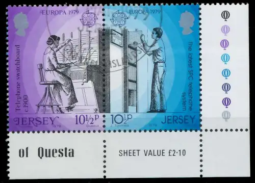 JERSEY 1979 Nr 194C+195C gestempelt WAAGR PAAR ECKE-URE AE25D6
