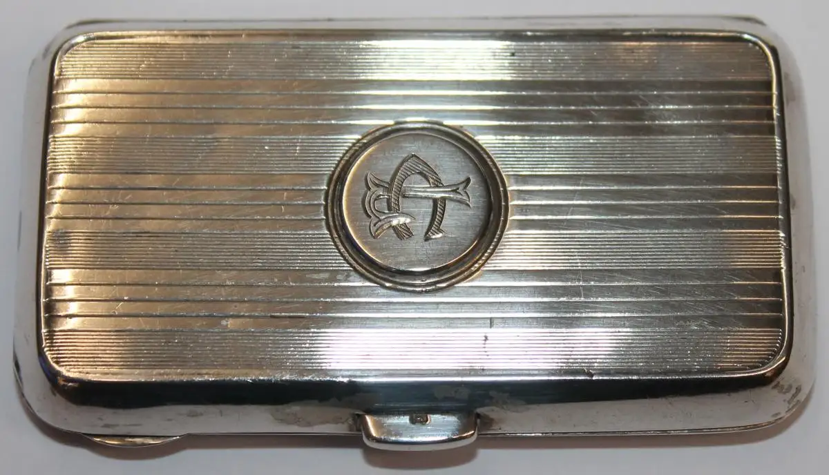 Antikes Silber Zigarettenetui für Damen mit CL / LC Monogramm - Etui Dose Damenetui - mehrfach gepunzt - Milleartifex 0
