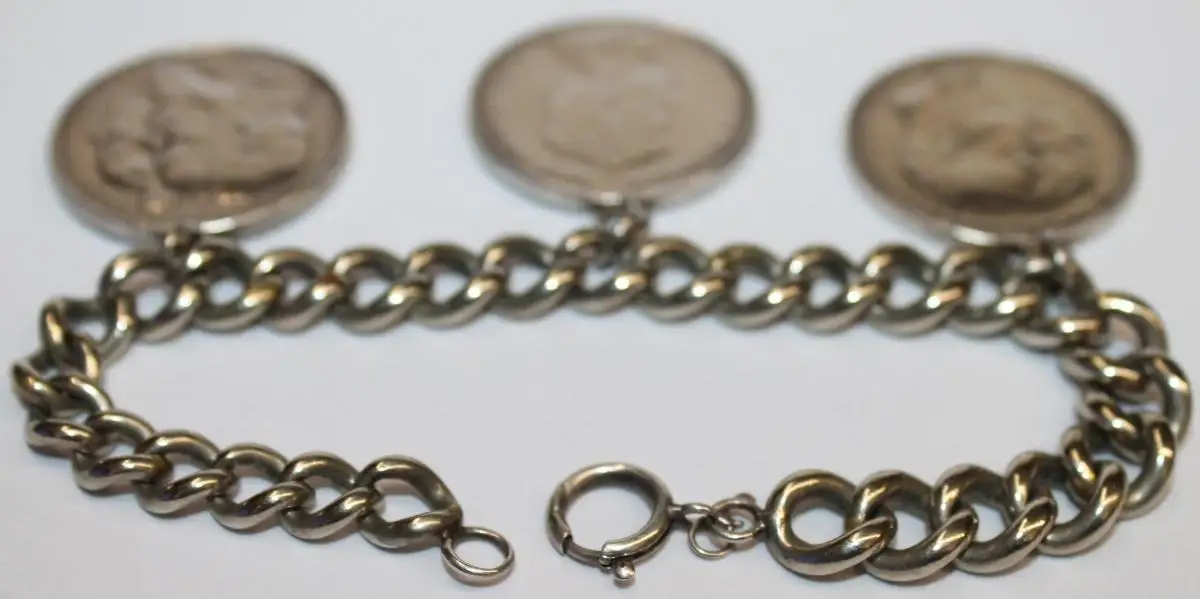 Antikes Silber Armband mit 3 großen Silbermünzen - Trachtenschmuck - Antikschmuck - Milleartifex 7
