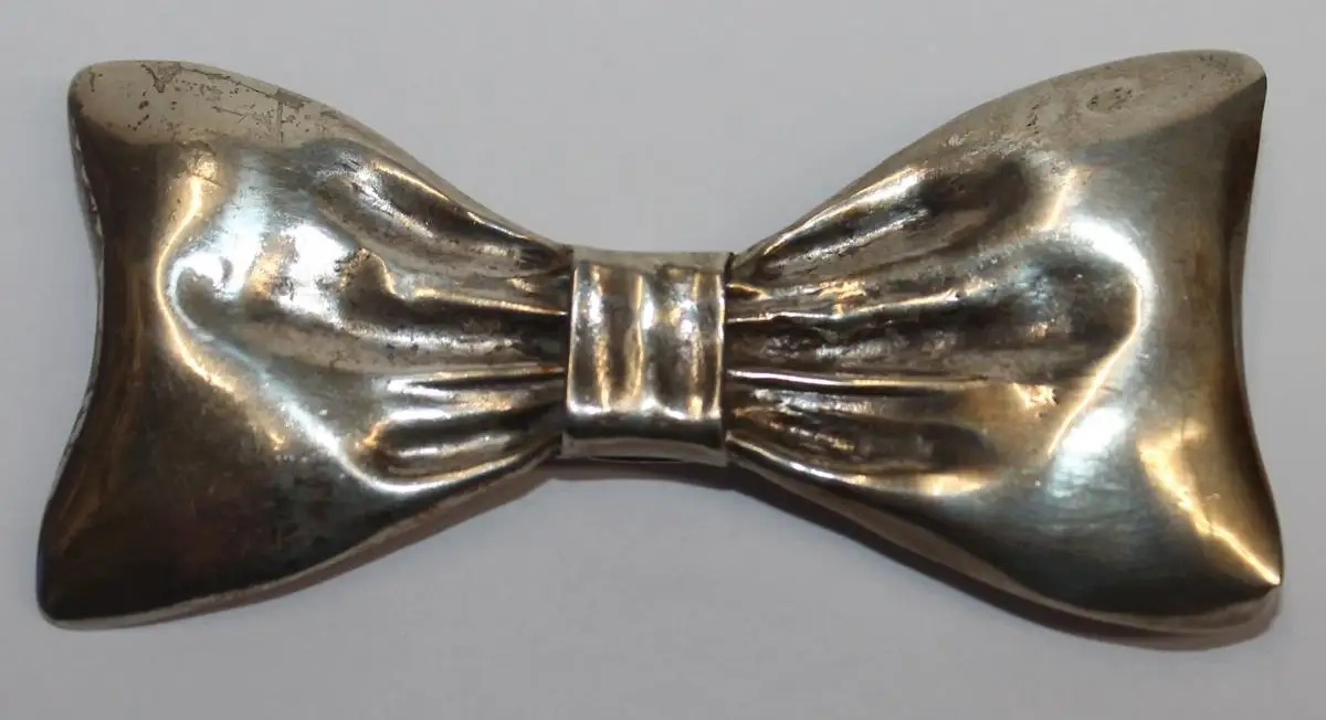 Große solide 835er Silber Fliege - Kragenschmuck / auch als Brosche tragbar - Unisex - Art Deco Antikschmuck - Milleartifex 0