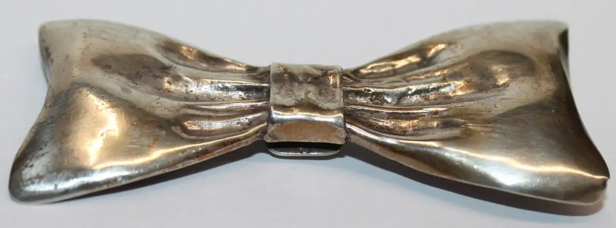 Große solide 835er Silber Fliege - Kragenschmuck / auch als Brosche tragbar - Unisex - Art Deco Antikschmuck - Milleartifex 1