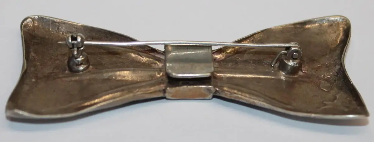 Große solide 835er Silber Fliege - Kragenschmuck / auch als Brosche tragbar - Unisex - Art Deco Antikschmuck - Milleartifex 4