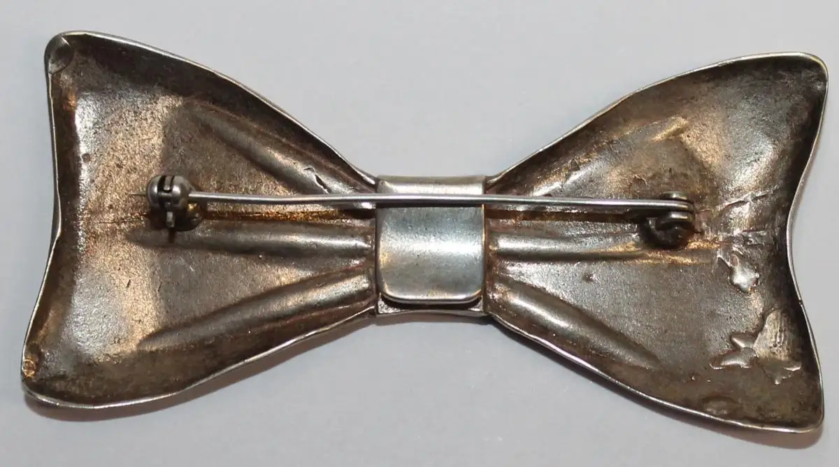 Große solide 835er Silber Fliege - Kragenschmuck / auch als Brosche tragbar - Unisex - Art Deco Antikschmuck - Milleartifex 5