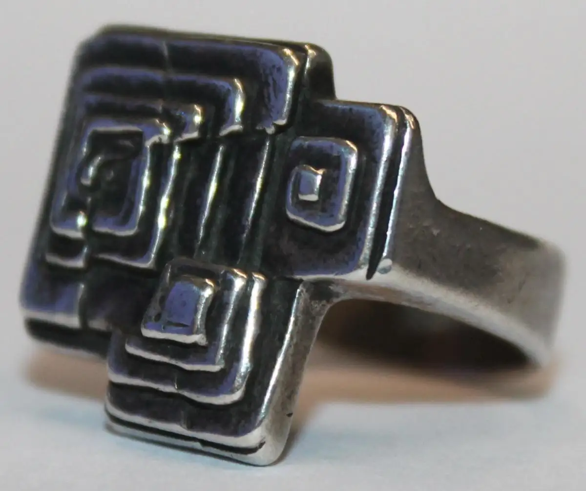 Solider großer 835er Silber Ring Oly Modernist - Art Deco Designer Schmuck - Milleartifex 1