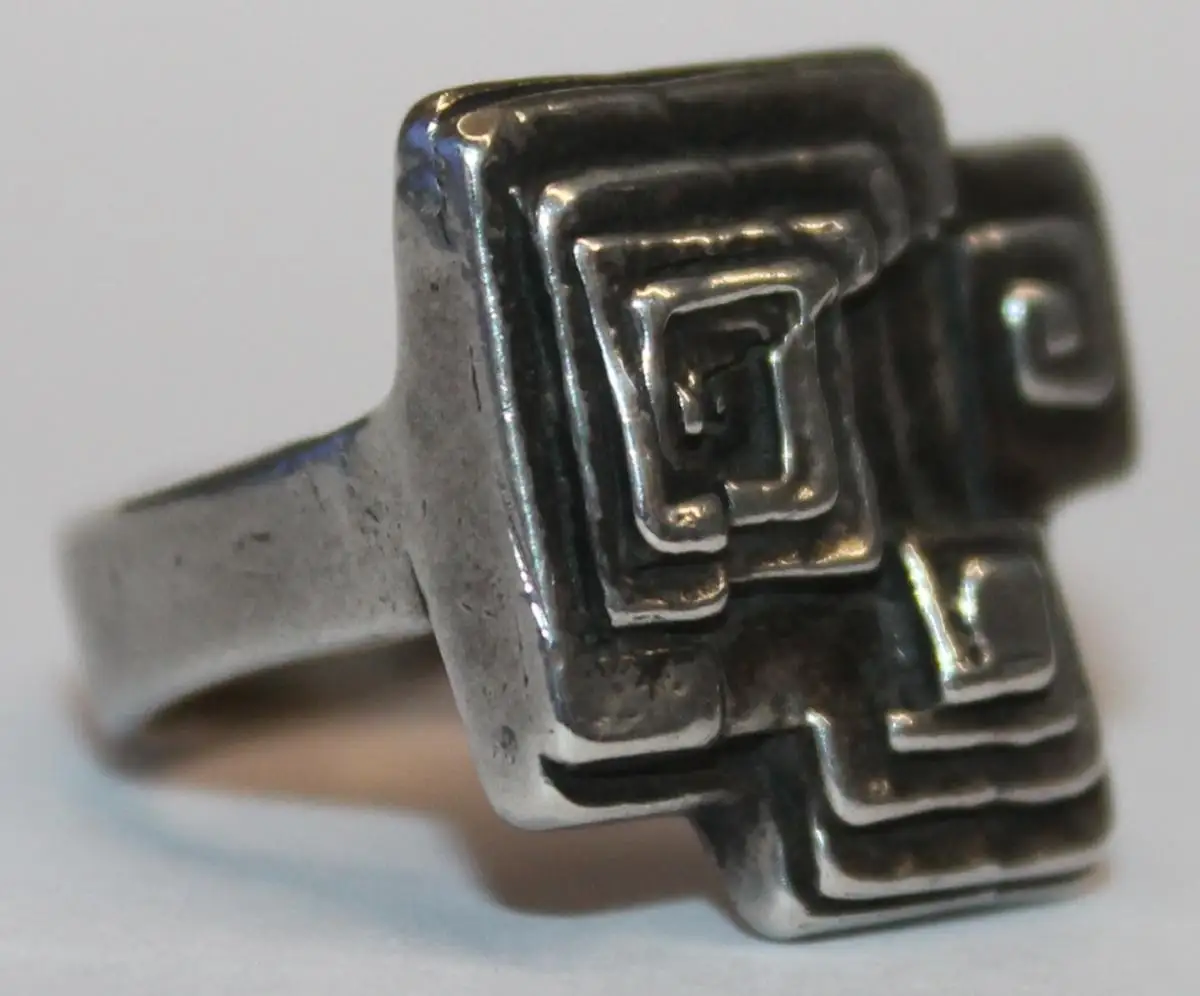 Solider großer 835er Silber Ring Oly Modernist - Art Deco Designer Schmuck - Milleartifex 2