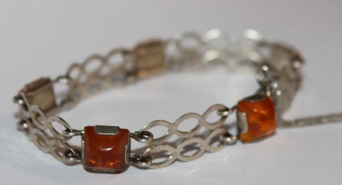 Schönes Fischland Armband aus 835er Silber mit Bernstein - Art Deco Antikschmuck um 1930 / 1940 - Milleartifex 2