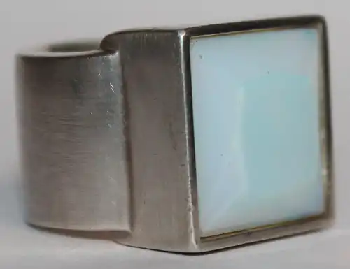 Dicker schwerer 925er Silber Ring mit Opalglas - Esprit XXL Schmuck - Milleartifex