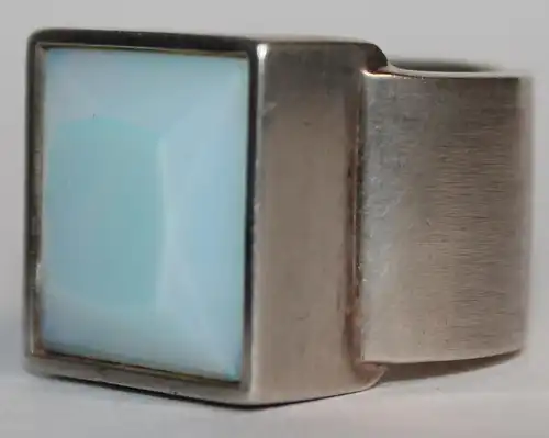 Dicker schwerer 925er Silber Ring mit Opalglas - Esprit XXL Schmuck - Milleartifex