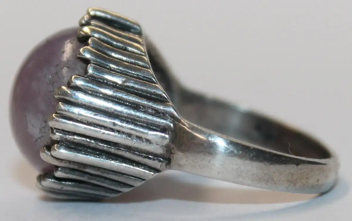 Antiker 835er Silber Ring mit Amnethyst - Modernist um 1920 / 1930 - Art Deco Antikschmuck - Milleartifex 4