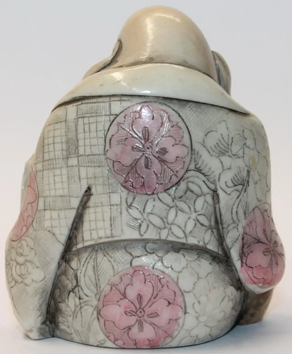 Qualitative alte Buddha Figur mit schönen Gravuren wohl aus Knochen - Coloriert Buddhismus Religion Glauben - Milleartifex 3