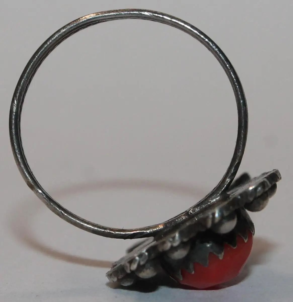 Antiker Silber Ring um mit facettierter Lachskoralle um 1840 / 1860 - Biedermeier Antikschmuck Koralle Facetten Käferform - Milleartifex 6