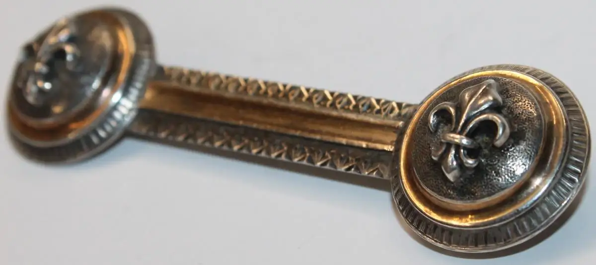 Große unikate Biedermeier Silber Brosche mit Goldverzierungen und französichen Lilien - Antikschmuck um 1840 / 1860 - Milleartifex 2