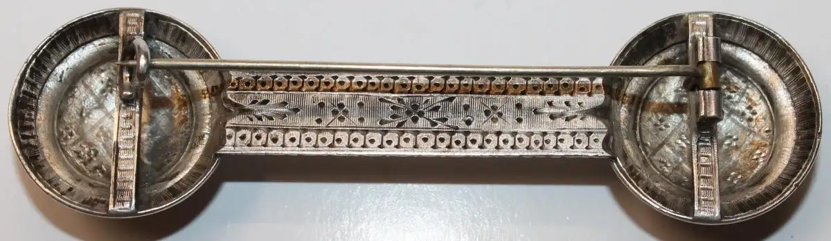 Große unikate Biedermeier Silber Brosche mit Goldverzierungen und französichen Lilien - Antikschmuck um 1840 / 1860 - Milleartifex 3