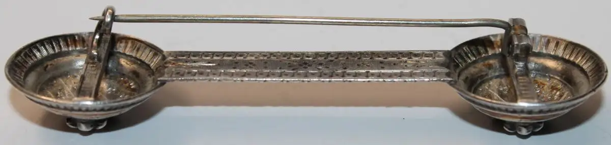 Große unikate Biedermeier Silber Brosche mit Goldverzierungen und französichen Lilien - Antikschmuck um 1840 / 1860 - Milleartifex 4
