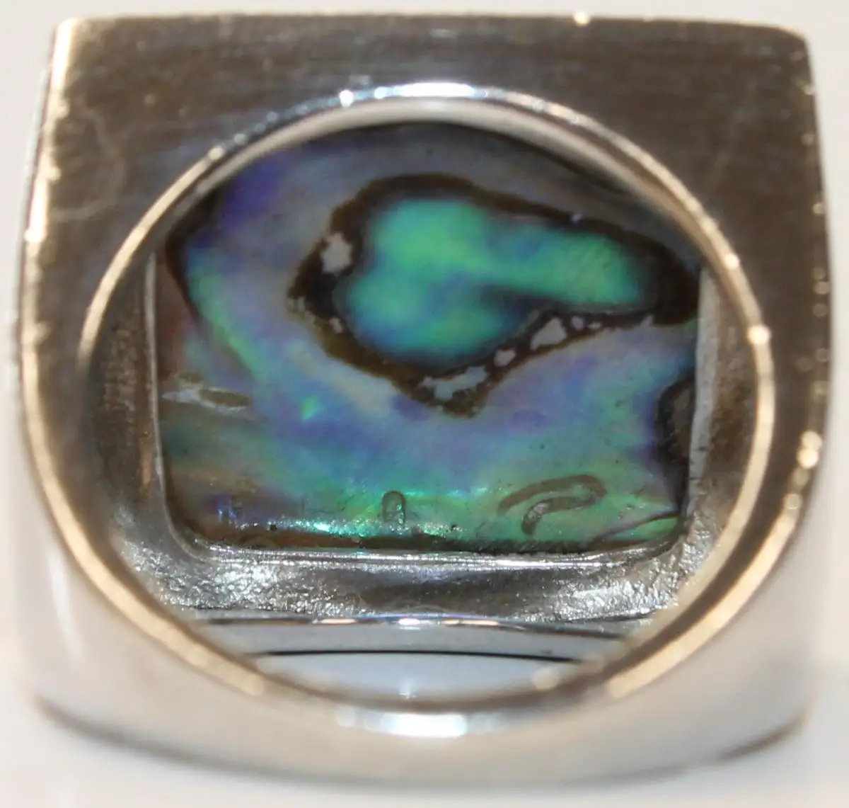 Großer massiver 925er Silber Ring mit Abalone / Seeopal - XXL Schmuck 5