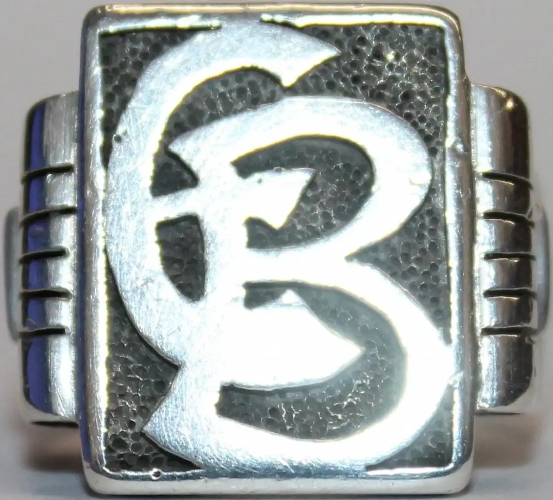 Solider großer 900er Silber Ring / Siegelring mit EB Monogramm - Antikschmuck um 1920 - Milleartifex 0