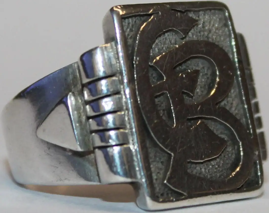 Solider großer 900er Silber Ring / Siegelring mit EB Monogramm - Antikschmuck um 1920 - Milleartifex 2