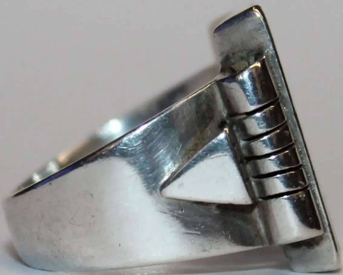 Solider großer 900er Silber Ring / Siegelring mit EB Monogramm - Antikschmuck um 1920 - Milleartifex 4